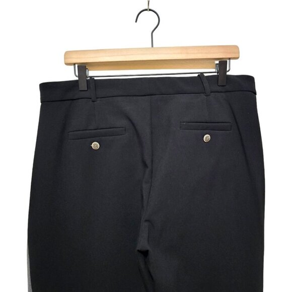 Zara Basic Black Flat Front Side Stripe Cropped Pants Sz L - Picture 5 of 6